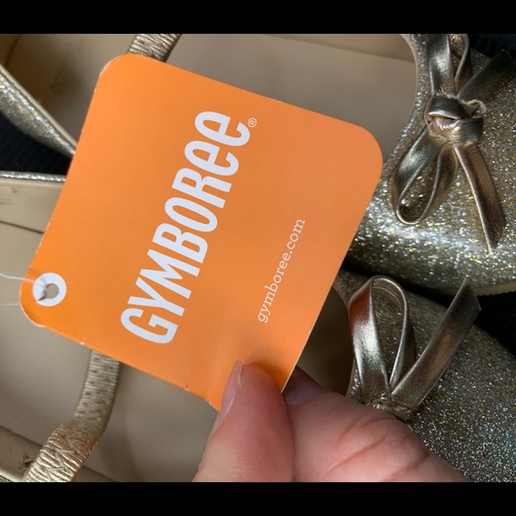 Girls gold sparkly bow slip on flats size 8 NWT - Picture 5 of 8